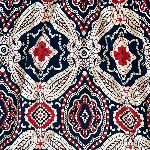 Reborn Dress, size Large, Blue, Red and Cream colored with lace bell sleeves - Picture 2 of 4